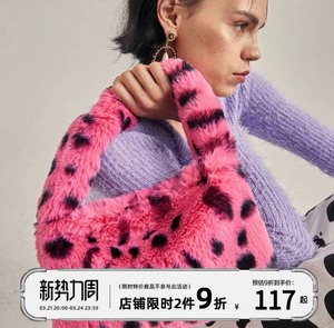 Dpercent原创设计可爱时髦炸街荧光粉色豹点韩国单肩包