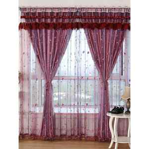 紫色绣花窗帘布料双层韩式田园客厅定制卧室阳台窗纱帘装饰帘成品