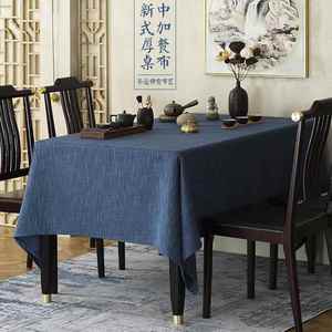 现代简约新中式北欧美日式长方形蓝黑灰色棉亚麻台布茶几餐桌布艺