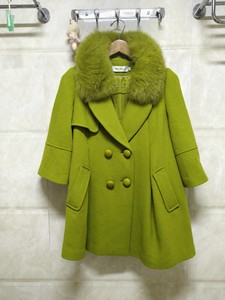 维拉德桑 冬季高级感通勤羊毛大衣纯色长袖毛呢外套女，毛领可拆
