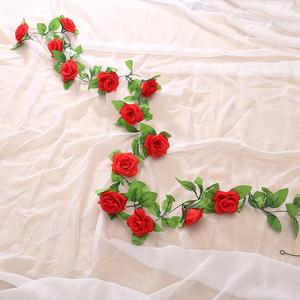 加工订制仿真玫瑰花藤条13朵大玫瑰藤蔓空调水管假花缠绕藤