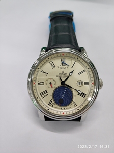 坤格德国正品品牌自动机械机芯手表！直径43mm、蓝宝石玻璃！