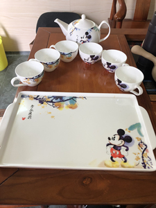 迪士尼套装茶具水杯 骨瓷卡通可爱茶杯