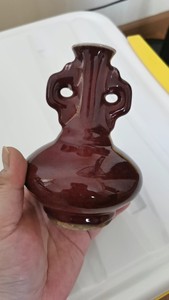 567季红双耳开片花瓶，器型，釉水，开片漂亮，由于古玩，瓷器
