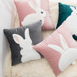 现代简约ins风抱枕粉色兔子靠垫客厅沙发卧室靠枕网红抱枕套