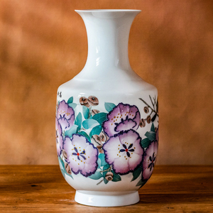 名家手绘孤品 中国陶瓷艺术名家刘智手绘高升一品花瓶摆件