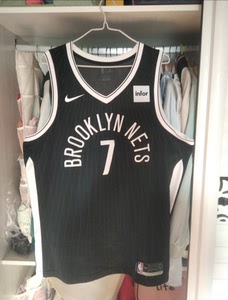 NIKE耐克NBA篮网7号林书豪经典黑色城市版球衣，XXL码