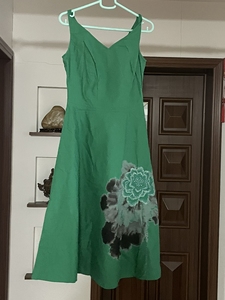纤度连衣裙，m码，穿过一次没洗过，很新，非常正的绿色，95新