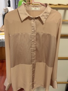 mango 裸粉色衬衫