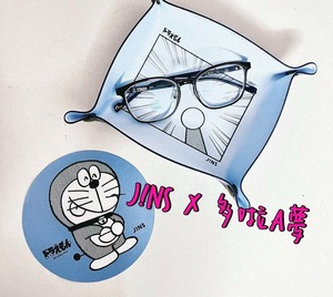 jins睛姿眼镜哆啦A梦联名款眼镜盒眼睛托盘及眼镜布包邮全新