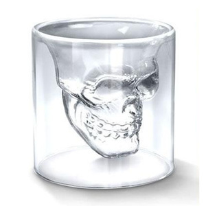 双层骷髅头酒杯水杯啤酒杯个性酒吧创意透明圣诞酒杯骷髅头玻璃杯