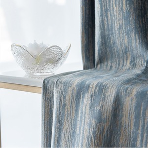 2021新款美式灰色复古蓝纯色加厚天鹅绒压胶烫金竖纹窗帘客厅卧室