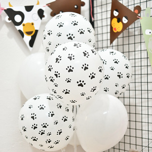 12寸卡通派对气球狗爪印动物花纹气球豹纹虎纹丛林派对装饰气球