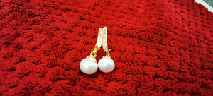 银针耳环，真珍珠，非常精致，买来没带过，因为不会搭配。送新耳