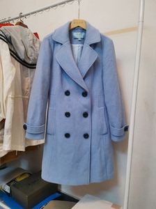 Eifini伊芙丽蓝色中长款羊毛大衣！穿了一次就小了！含50