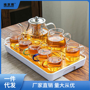 玻璃茶杯耐热功夫茶具套装家用泡茶器透明带把红茶壶办公茶壶代货
