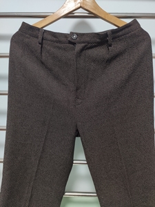 老式女式裤子，咖啡色，怀旧京广线女裤，斜条暗纹呢，布料厚实下