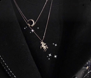 定制独角兽星月项链 女孩礼物 施华洛世奇