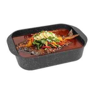 电磁炉石烤鱼盘长方形麦饭色火家锅锅用P026大容量多能不粘烤盘功