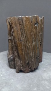 木化石笔筒（奇石），尺寸100*85mm，天然半孔深80mm