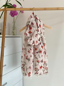 田园风格森系花朵图案设计印花日单丝绵围巾防晒披肩