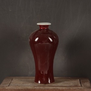 景德镇建国瓷厂厂货瓷器郎红颜色釉梅瓶花瓶古玩古董老货陶瓷精品