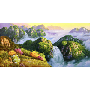 精品风景油画一级画家 白英男《金刚山美景》孤品 手绘收藏br1301