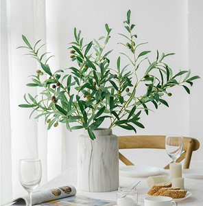 北欧轻奢仿真植物橄榄枝绿色客厅高杆插花装饰仿真花橄榄果树绿植