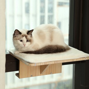定制猫挂床实木窗边免打孔围栏挂墙猫跳台悬挂猫窝垫子壁挂式猫床