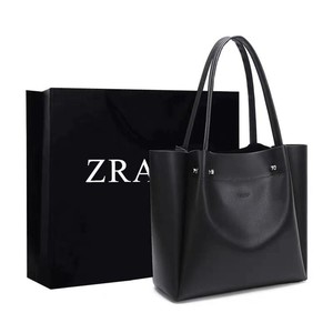 ZARA正品女包托特包黑色极简主义通勤大容量购物包单肩包
