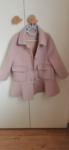 （韩国制造）韩版女童双面撞色澳毛大衣-藕粉色