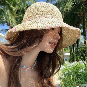 田园度假风女式草帽夏季海边沙滩大檐遮阳防晒帽户外可收纳太阳帽