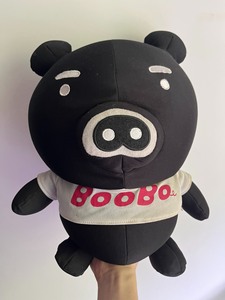 tbs豚局吉祥物boobo玩偶猪猪毛公仔黑白色玩具日本电视台