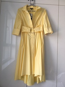 全新拉夏贝尔气质长款衬衫裙  嫩黄色  显白显亮  S码全新