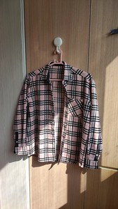 时尚起义韩国代购粉格子衬衫外套—男款（男女皆可）