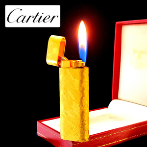法国卡地亚打火机Cartier镀金锉刀纹小金条正品卡地亚二手打火机