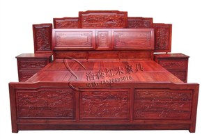中式实木红木古典家具非洲红檀木鸡翅木黄花梨木双人床大床