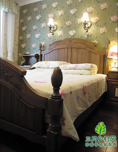 红橡木床美式乡村田园风手绘经典床复古轻奢卧房大床英式实木雕花