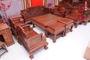 红木客厅家具 老挝大红酸枝沙发 交趾黄檀明式沙发实木沙发10件套