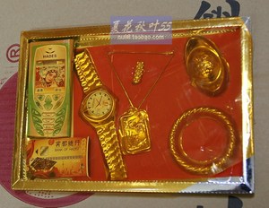 祭祖清明节用祭祀供品/手机黄金戒指项链元宝手镯链冥卡套装首饰