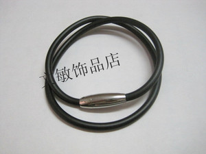 热卖3/4/5MM橡胶绳带磁铁不锈钢扣男士项链韩版个性流行项链一条