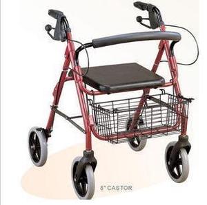 老年购物车 老年人手推代步车 带轮带座折叠助行器 拐杖手杖座椅
