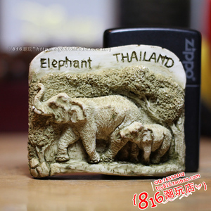 泰国清迈带回 清迈马沙大象营 象宝宝丛林漫步怀旧复古版 冰箱贴