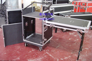 10U+4U总高14U组合机柜单层带1个侧台架音响器材箱，流动演出箱