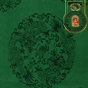 藏红创意家居印度进口宝绿二龙戏珠刺绣古装装饰布绸缎絹布料