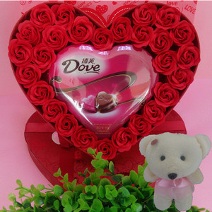 德芙巧克力礼盒装心形创意红色玫瑰花女生日朋友万圣节情人节礼物