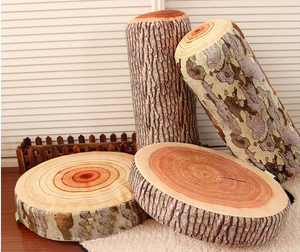 创意毛绒玩具树桩砧板抱枕长圆柱树干靠枕办公室椅子坐垫护腰靠垫