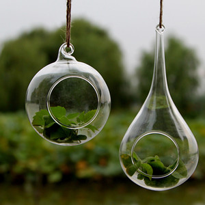 悬挂玻璃球 空心植物吊瓶水滴花瓶玻璃工艺品 创意家居挂饰品厂家