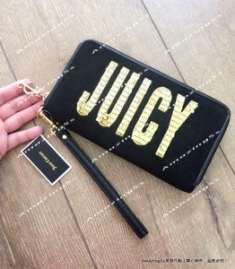 超值上海现货 Juicy Couture 亮片天鹅绒长款钱包 手包 美国正品