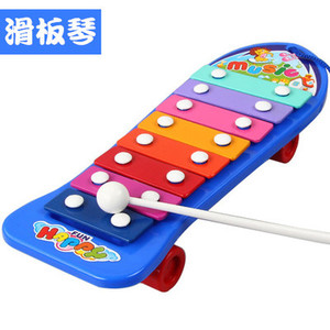 儿童滑板手敲琴趣味打击乐器八音拖拉敲琴1-2-3岁益智六一玩具